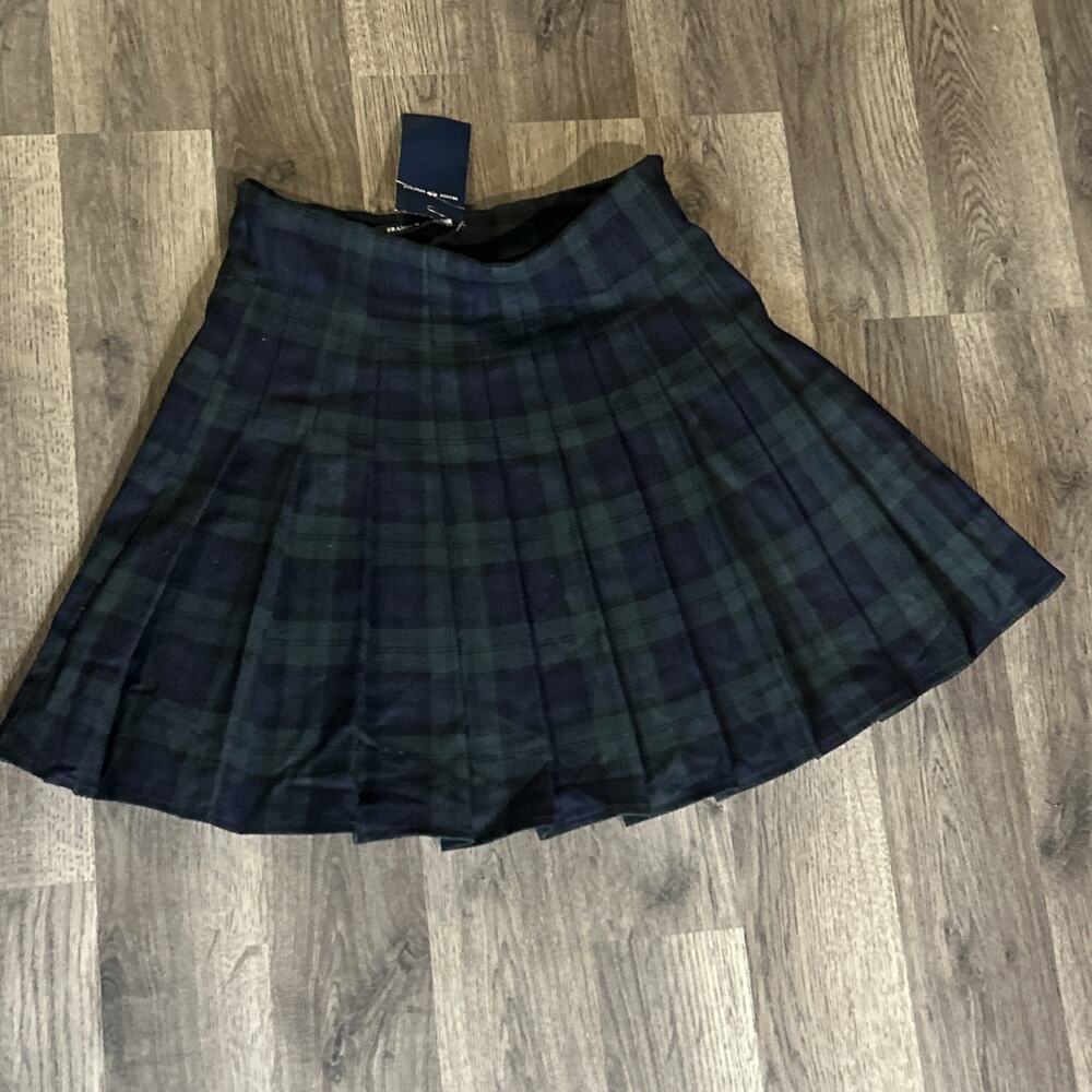Brandy Melville Plaid Mini School Girl Skirt, One Size, Blue/Green Preppy Retro
